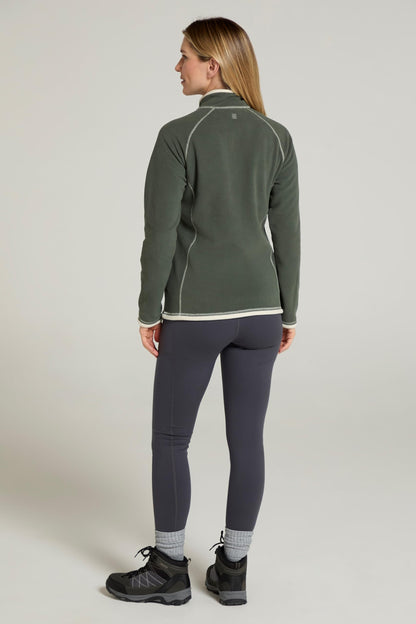 Mountain Warehouse Montana Womens Microfleece - Breathable Ladies Sweater, Quick Drying Pullover, Warm Fleece Jacket, Half Zip - For Spring Summer, Travelling, Outdoors Dark Green Women's Size 16