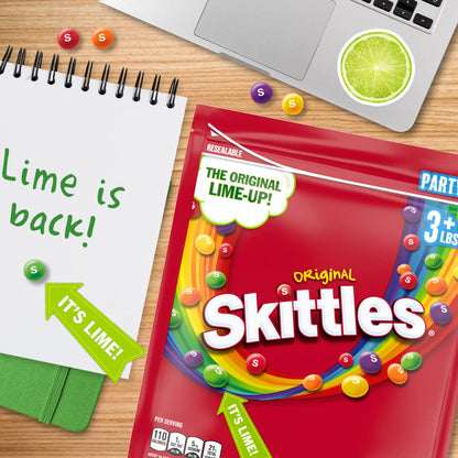 SKITTLES Original Summer Chewy Candy, Party Size, 50 Oz Resealable Bulk Candy Bag