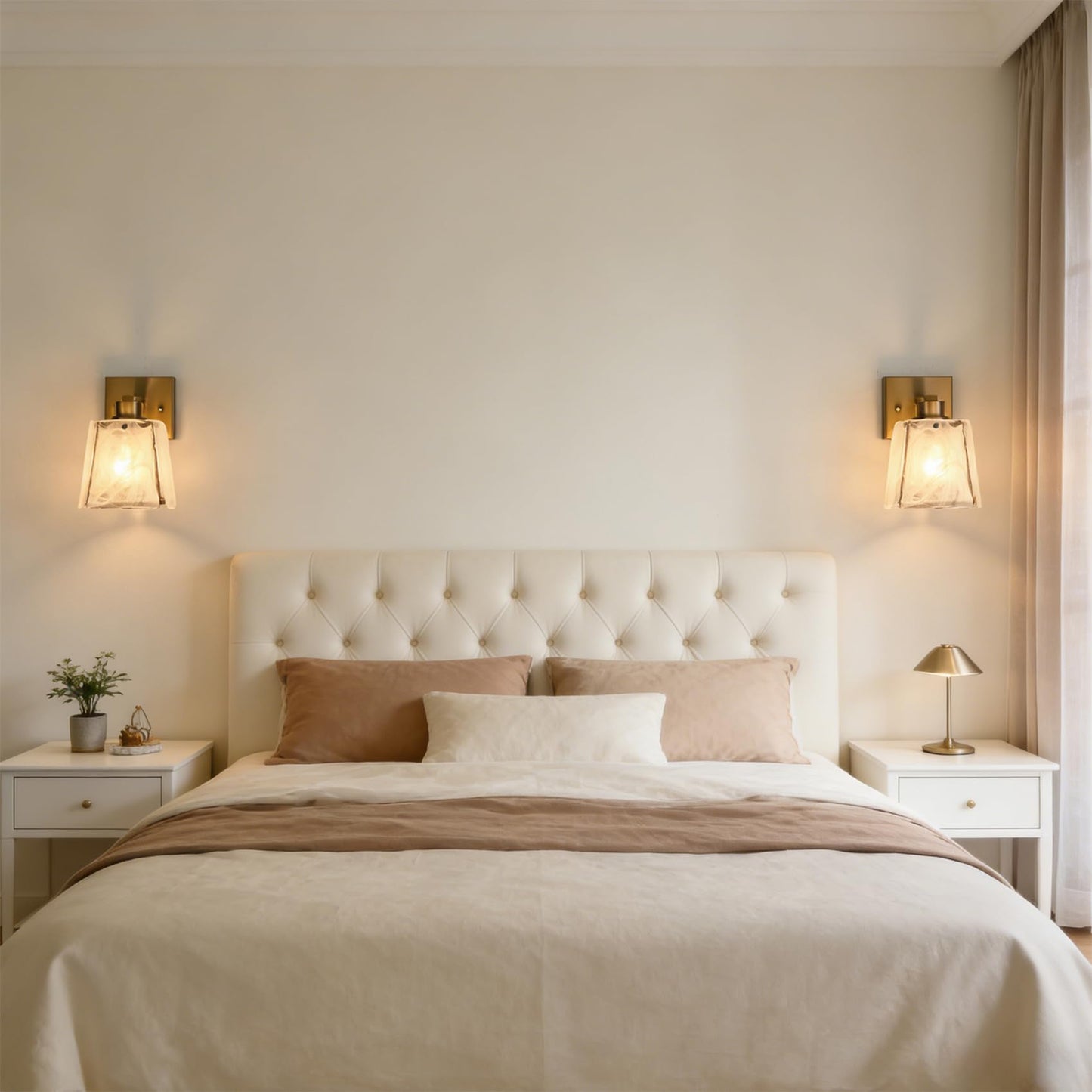 DAYCENT Small Modern Gold Wall Sconce with Glass Shade 1-Light Hardwired Brass Sconces Lighting Bell-Shaped Wall Light Fixtures for Bedroom Hallway Bathroom, E26 Base