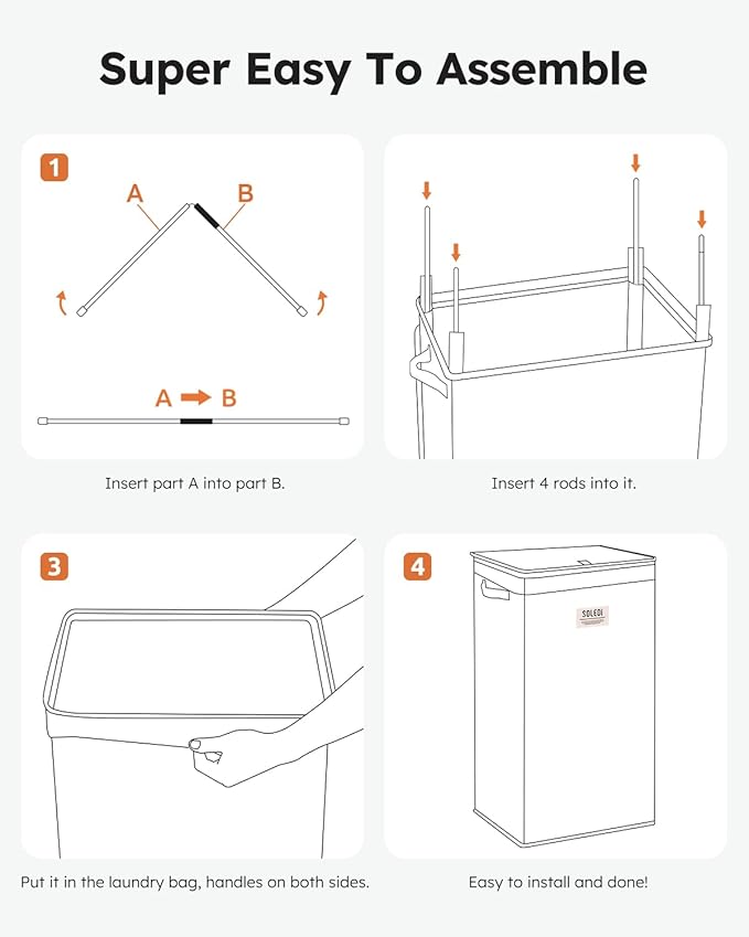 SOLEDI Laundry Hamper with Lid 100L Large & Tall Collapsible Laundry Basket