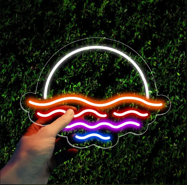 LED Decorative Lights USB Mountains Sunrise Sunset Led Neon Signs Home Decoration Wall Art Holiday Gift Brightness Adjustable 16.5''x11.8''