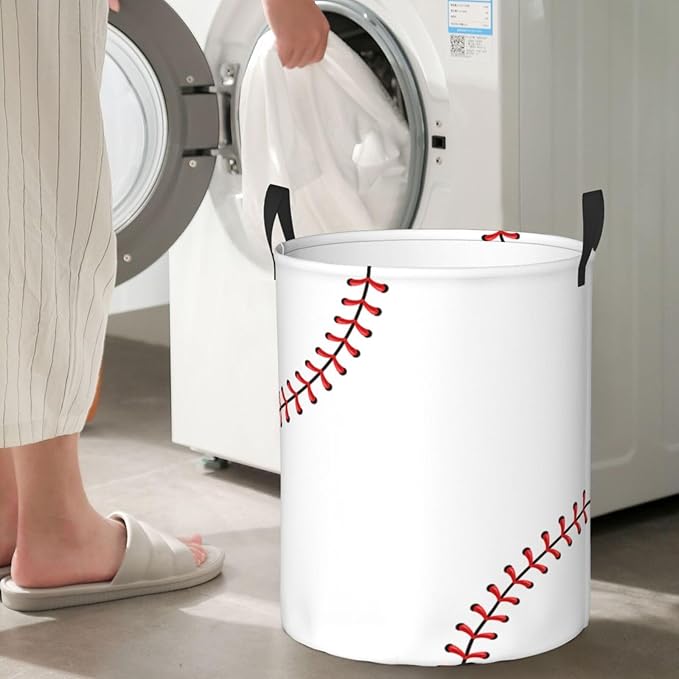 Baseball Texture Laundry Hamper Bag