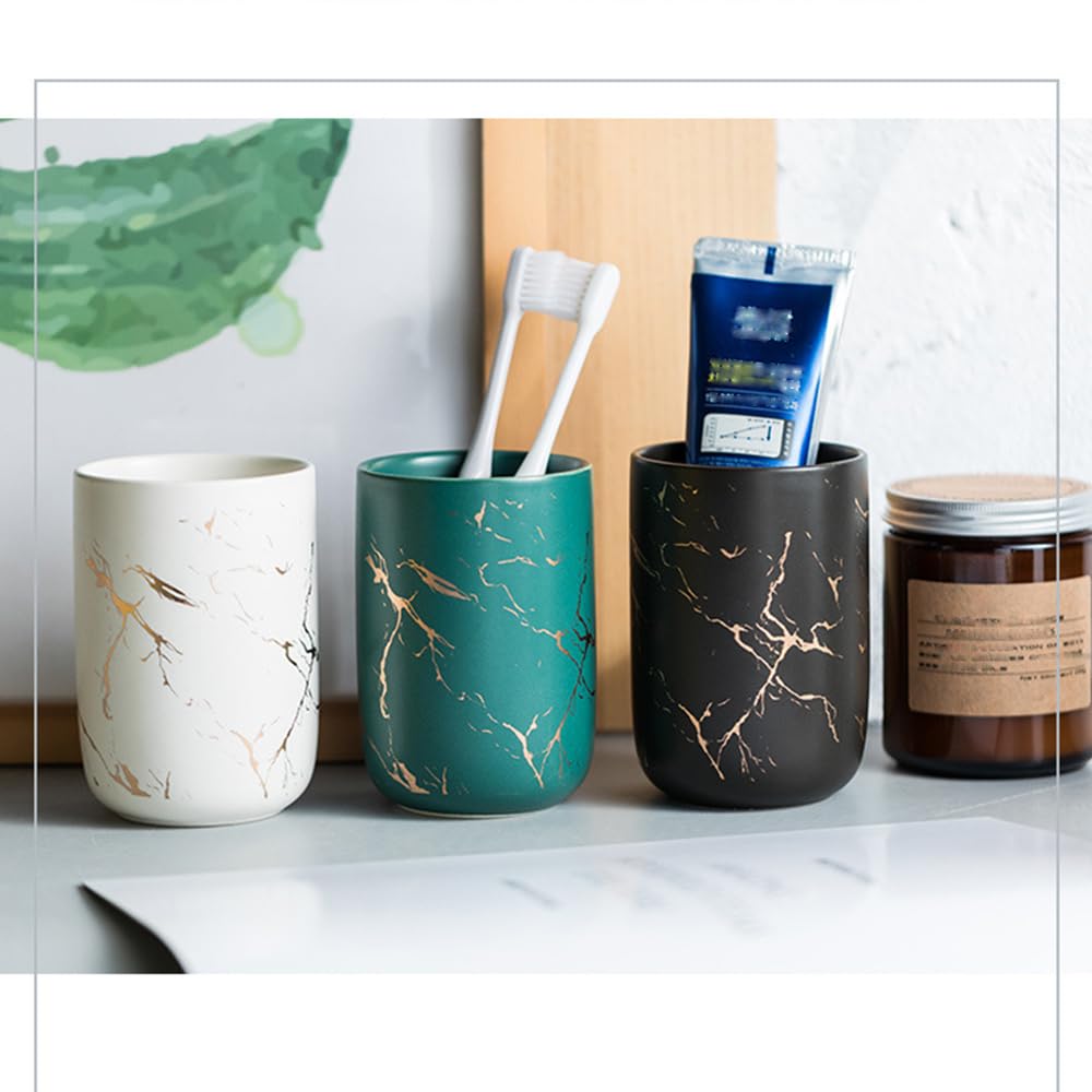 RabyLeo Ceramic Toothbrush Holder, Nordic Toothbrush Cup, Simple Stone Mug. (White)