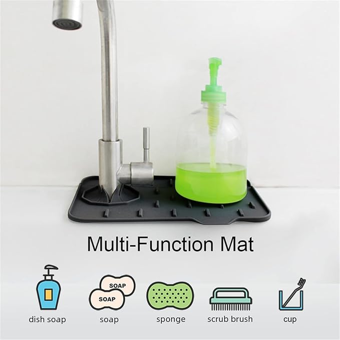 2-Pack Bytelive Silicone Sink Mat, Mini Sink Splash Guard and Soap Sponge Holder