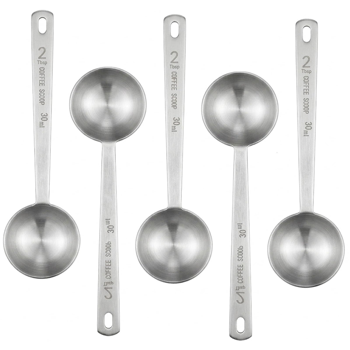 Timoo 5 Pcs Coffee Scoop 2 Tablespoon Scoop Stainless Steel Tablespoon Measuring Spoon Long Handle for Powder Ground Coffee Tea Sugar