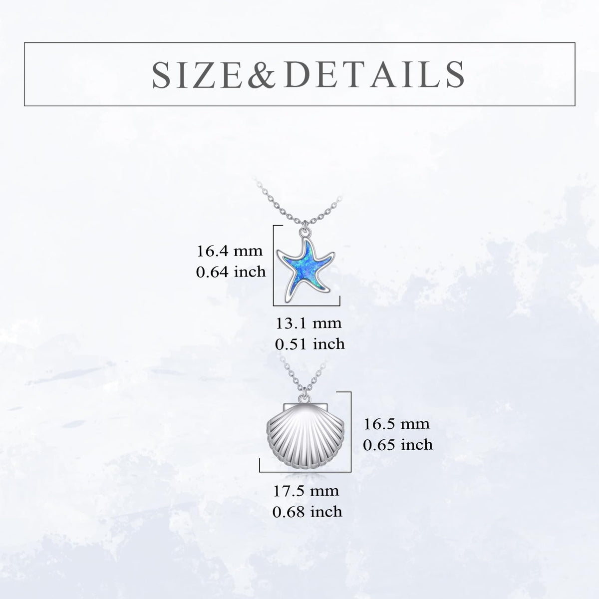 LUHE Starfish Necklace Sterling Silver Shell Pendant Blue Opal Sea shell Jewelry Ocean Necklace Gift for Women