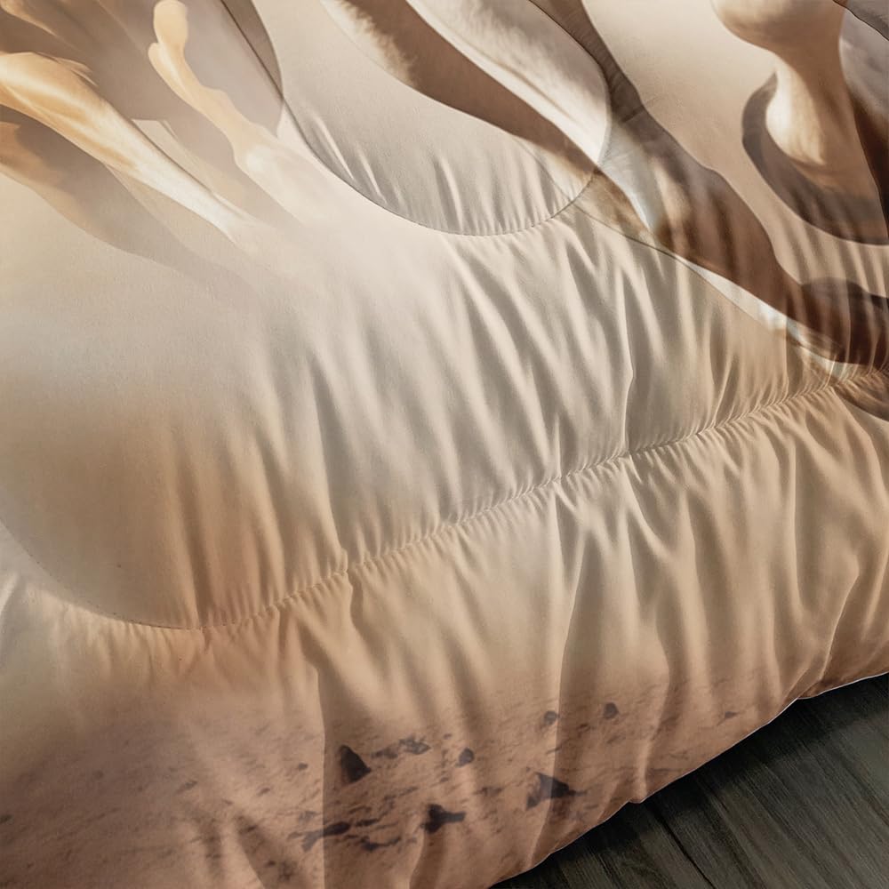 XYNHML Kid Galloping Horse Comforter Set Full Animal Theme Handsome Horse Bedding Set Wild Animal Grey Sky Sand Decor Quilt Bed Set for Boys Girls Adult, 1 Comforter + 2 Pillowcases