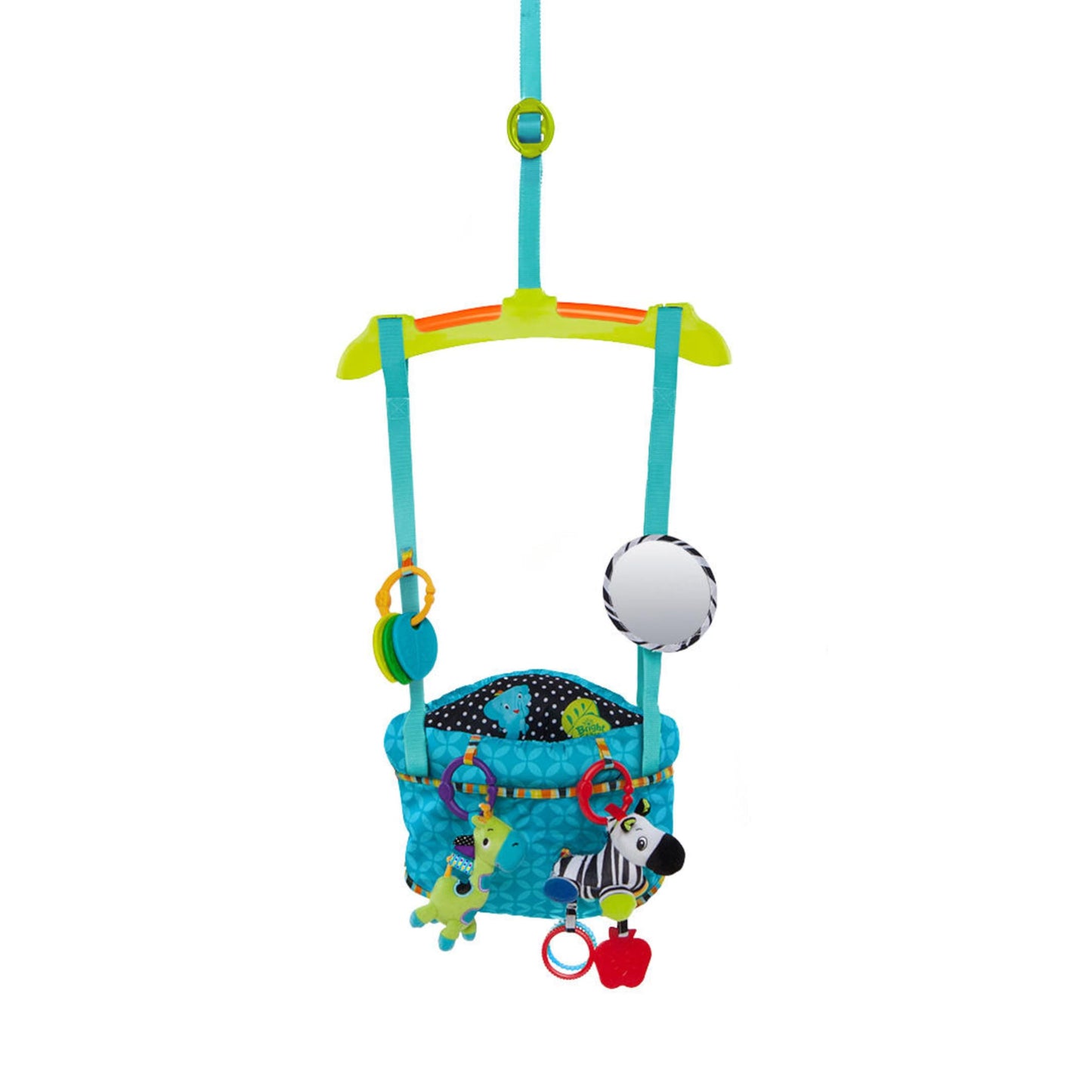 Bright Starts, Door Jumper - Bouncer 'n Spring Deluxe with Padded Seat, Door Clamp, Adjustable Strap, 4 Take-Along Toys, Ages 6 Months +