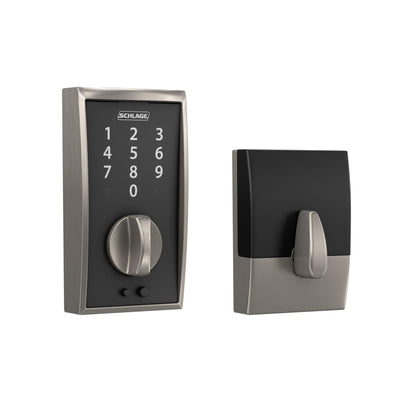 SCHLAGE BE375 CEN 622 Touch Keyless Touchscreen Electronic Deadbolt Lock, Matte Black