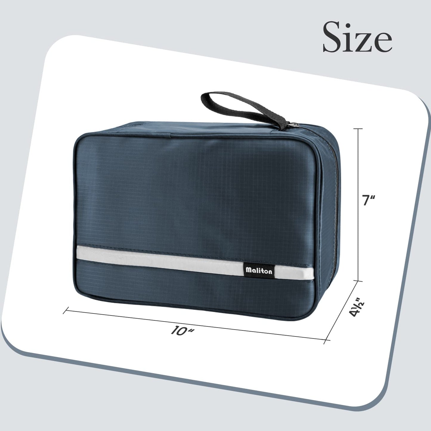 Maliton Toiletry Bag, Hanging Toiletry Bag, Foldable Makeup Bag with 4 Compartments, Waterproof Wash Bag for Business Trip, Vacation and Bathroom for Makeup Bag & Shower Bag（Navy Blue）