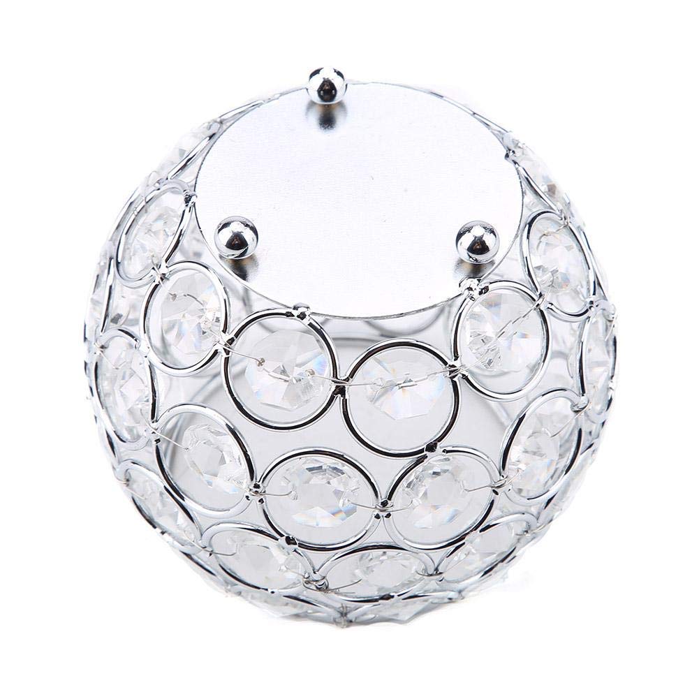 Crystal Candle Holder Votive Tealight Candle Holders for Wedding Home Table Decor 10x10x9cm/ 3.9x3.9x3.5in (Silver)