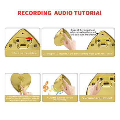 350s Voice Box Recordable Presents Button Sound Box for Stuffed Animals, Voice Recorder for Mother's Day Valentine Christmas Plush Toy,Manual DIY Creative Sound Present for Boys Girls (Gold)