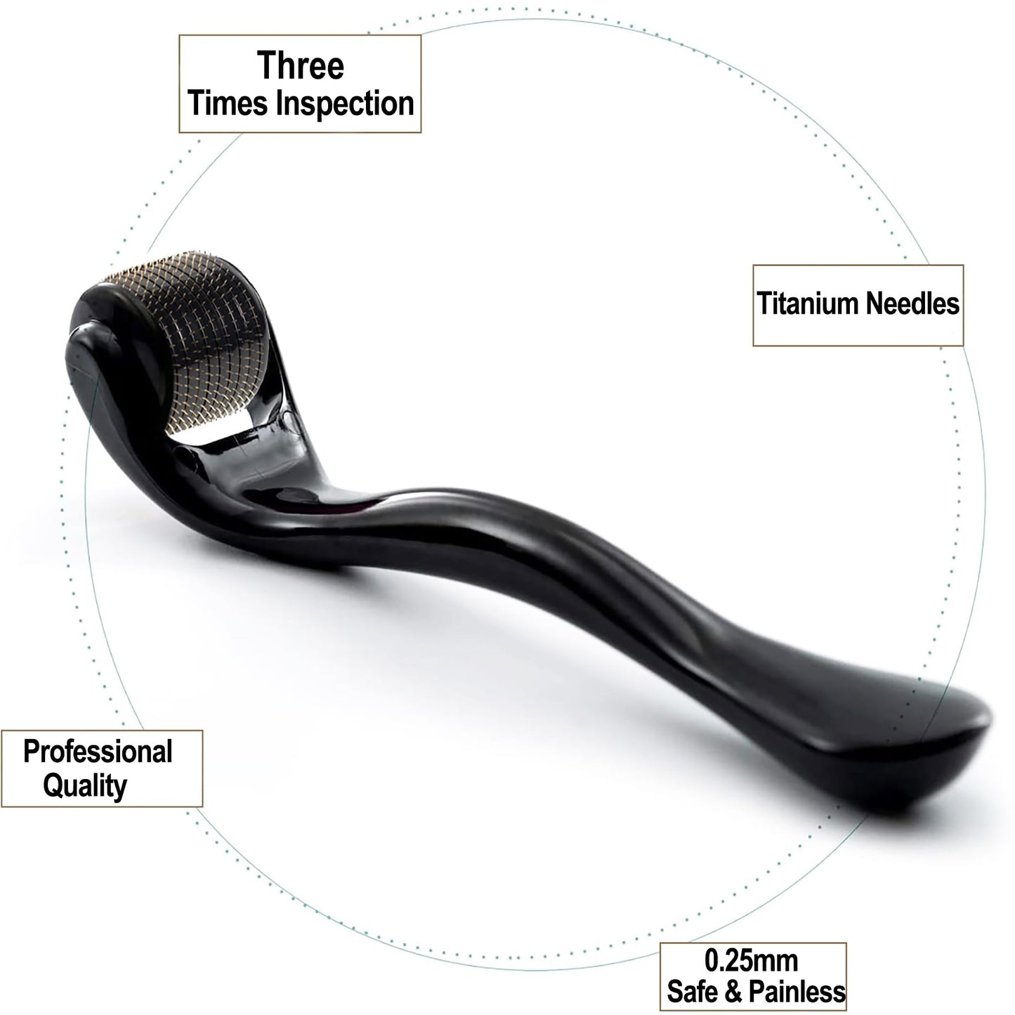 Derma Roller for Hair Beard Facial Skin Face 540 Titanium Microneedle 0.25mm - at-Home Beauty Instrument - Holiday Gift for Men Women -Microdermabrasion Roller