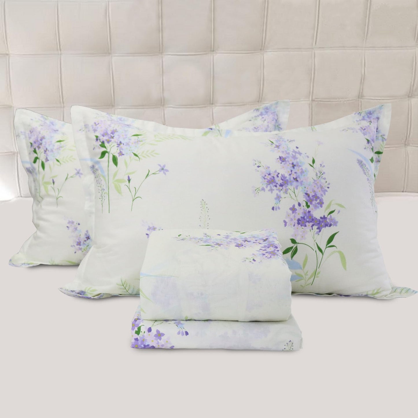 Helthep Floral Sheet Set King, Ultra-Soft and Breathable Cotton Sheet Set with Deep Pocket Fitted Sheet, Flat Sheet and Pillowcases, 4-Piece King Size