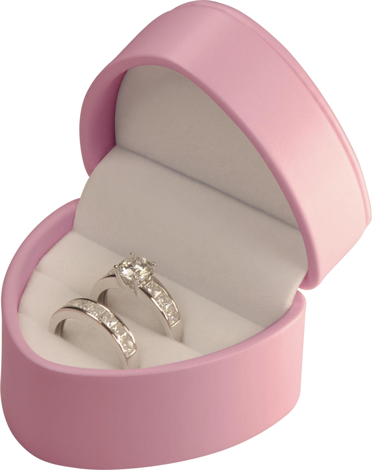 LAODA Heart Shaped Double Couple Ring Box for Wedding & Engagement - Premium PU Leather Two Slot Ring Jewelry Gift Box for Women & Men for Wedding Day Ceremony (1, Pink)