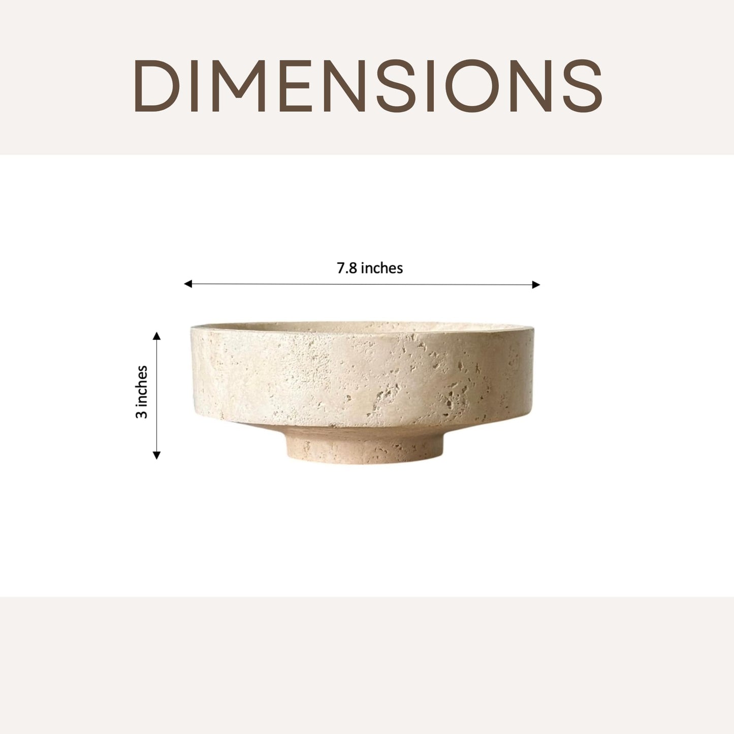 THE BIOPHILIQ Natural Travertine Stone Decorative Bowl | Handcrafted Beige Catchall Tray for Coffee Table, Entryway, Bathroom & Jewelry Storage | Modern Minimal Home Décor | Large, 7.8 inches