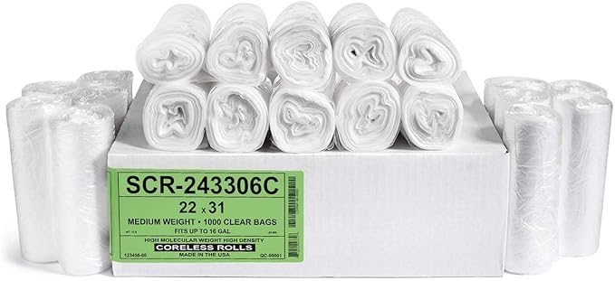 Aluf Plastics SCR-243306C 12-16 Gallon Trash Bags