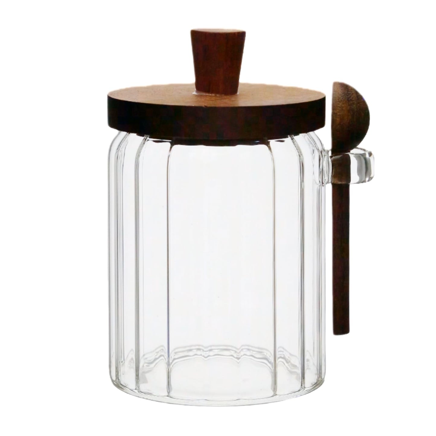 BUITLU Sugar Bowl with Lid and Spoon,20 oz Sugar Container for Coffee Bar, Glass Coffee Canister, Airtight Food Storage Jar, Brown Sugar Container, Cereal Tea Salts Spice Jar（Stripe）