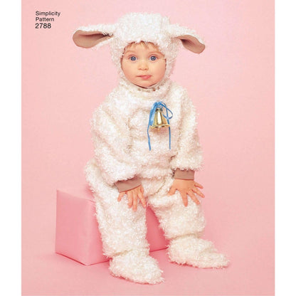 Simplicity 2788 Lamb, Chick, Witch, Pumpkin and Lady Sewing Pattern for Toddlers Halloween Costume, Sizes A 1/2-4
