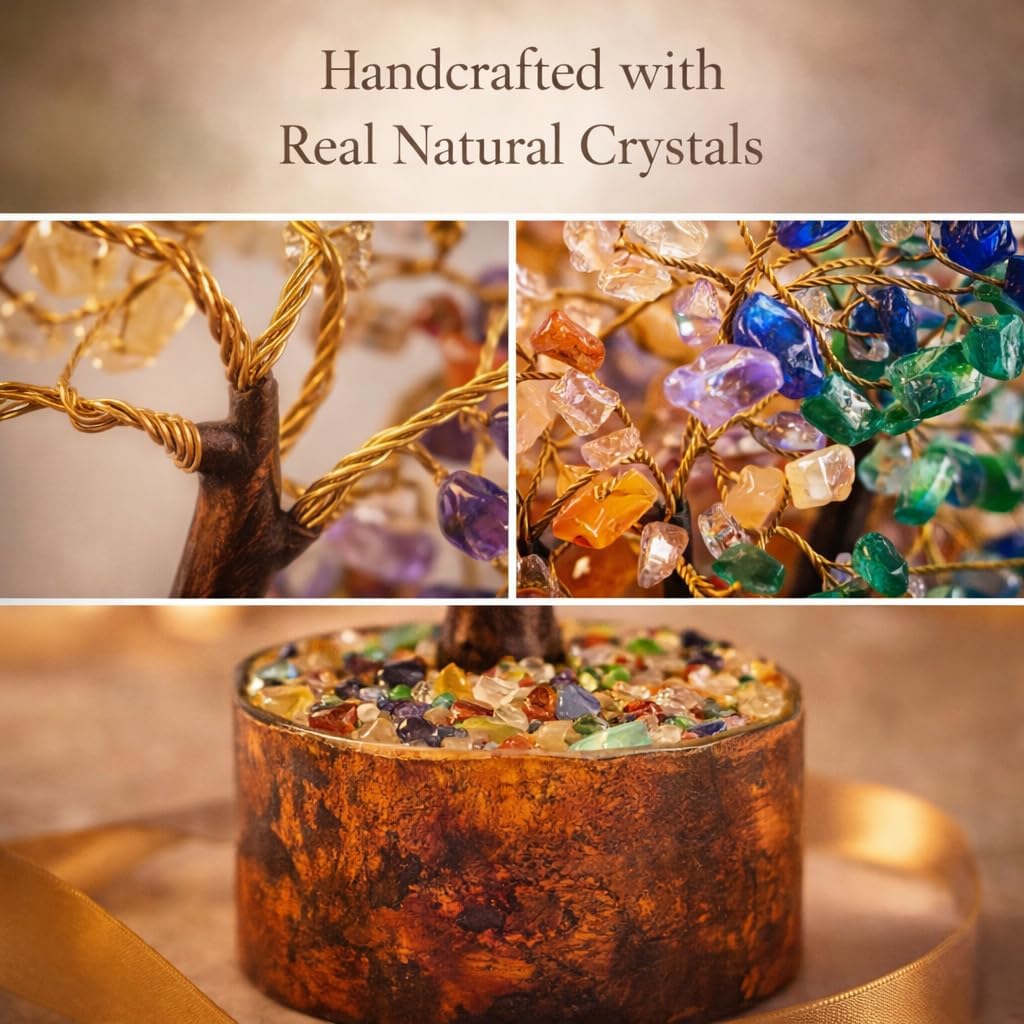 Seven Chakra Gemstone Tree – Handmade Feng Shui Crystal Bonsai for Healing, Meditation, Positive Energy, Wealth & Spiritual Home Decor Gift