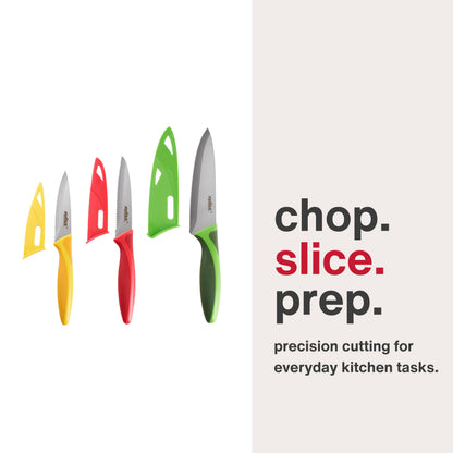 Zyliss 3 Piece Knife Value Set - Kitchen Knife Set - Kitchen Knife Set with Sheath Covers - Includes Paring, Serrated Paring & Utility Knives - Stainless Steel