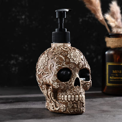 Skull Soap Dispenser with Rust Proof Pump, Refillable Liquid Hand Lotion Bottle for Bathroom, Bedroom and Kitchen（New Upgrade Pump）.