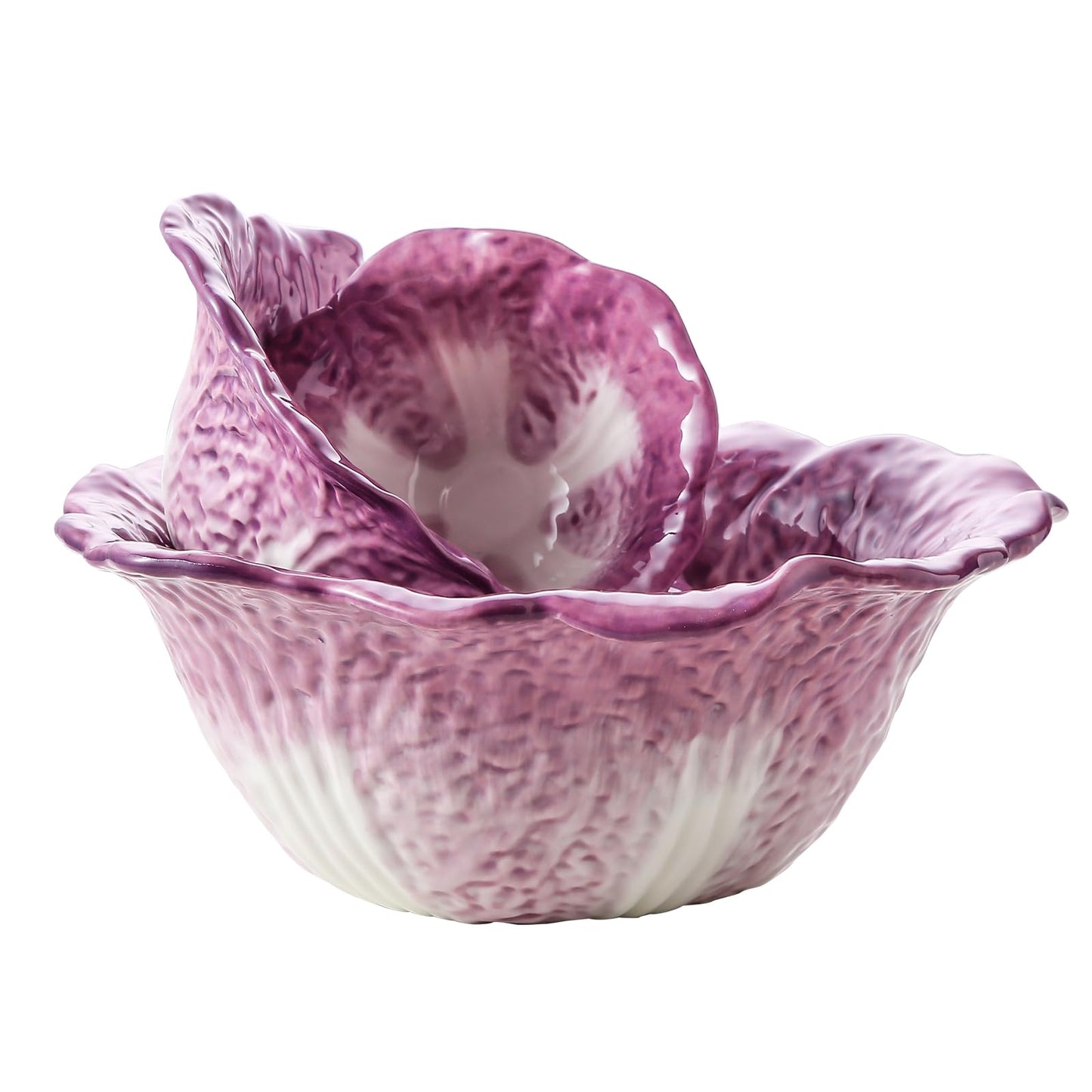 KXZ Ceramic Mixing Bowls Set, Nesting Bowls Set of 3 For Kitchen - 60oz, 16oz, 5oz Prep Serving Bowl Set for Entertaining, Baking and Mixing Salad, purple