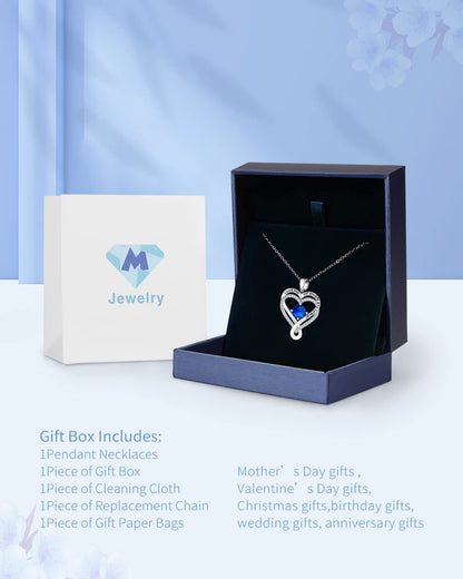 Mkhhy Gifts for Wife Silver Necklace for Women Anniversary Wife Birthday Gift Ideas Infinity Heart Sapphire Birthstone I Love You Womens Jewelry for Her Girlfriend Birthday Mom Daughter September