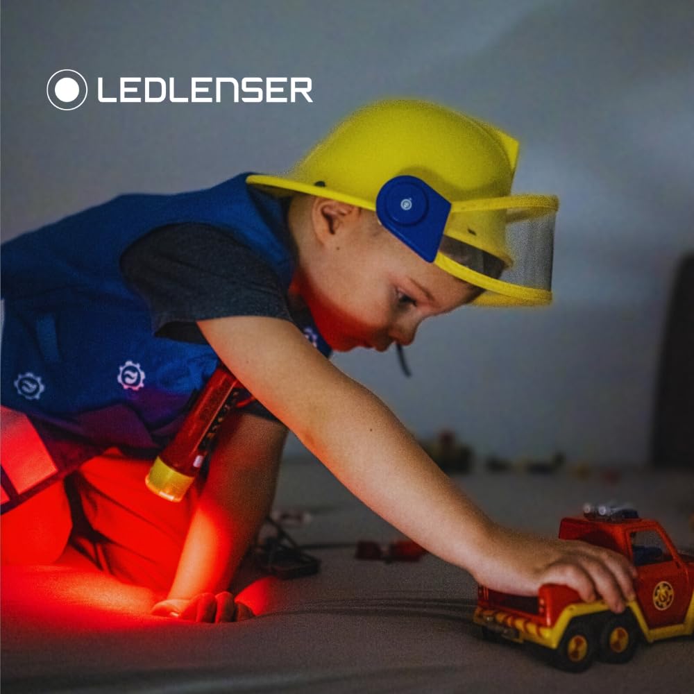Ledlenser KidBEAM4 Kids Torch, 4 Colour LED AAA Battery Fireman Flashlight, Lightweight 72g, Inc Pocket Clip, Auto Shut Off Feature, Excellent for Reading, Camping & Night Time Fun, Gift for Children