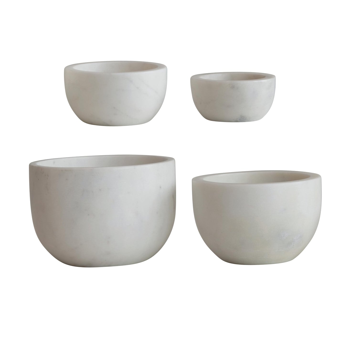 Creative Co-op White Marble Bowls (Set of 4)