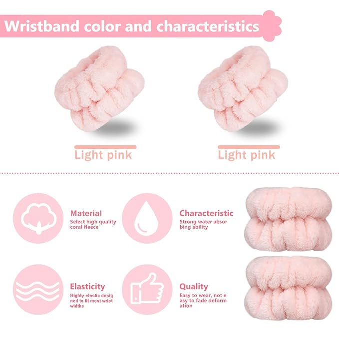 2pcs Wrist Bands for Washing Face, Microfiber Face Washing Wristbands, Arm