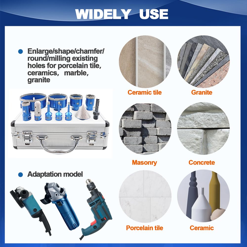2-1/2 Inch Diamond Core Drill Bit for Porcelain Tile Ceramic Marble Granite Diamond Core Drill Bit Set - 1/4"-4" Tile Hole Saw
