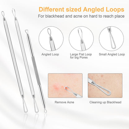 9 PCS Blackhead Remover Tools, Pimple Popper Tool Kit & Comedone Extractor - Professional Acne, Zit, Blemish & Whitehead Removal for Face & Nose, with Stainless Steel Tweezers & Travel Case, UUBAAR