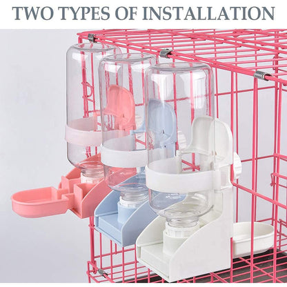 17oz Rabbit Water Feeder, Pet Cage Suspended Water Dispenser, Hanging Automatic Small Animal Water Bottle Bowl for Bunny Chinchilla Hedgehog Ferret Hamster