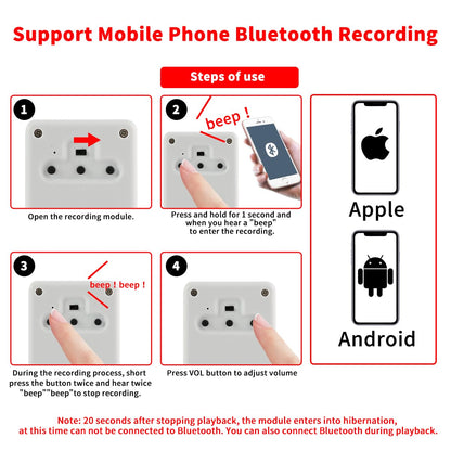 Voice Recorder Box, Support Bluetooth & MIC Recording Audio Box,16MB Sound Module with Speaker,16 Min Easy Sound Voice Box for Personalized Greetings, DIY Projects, Holiday Crafts ect-White.