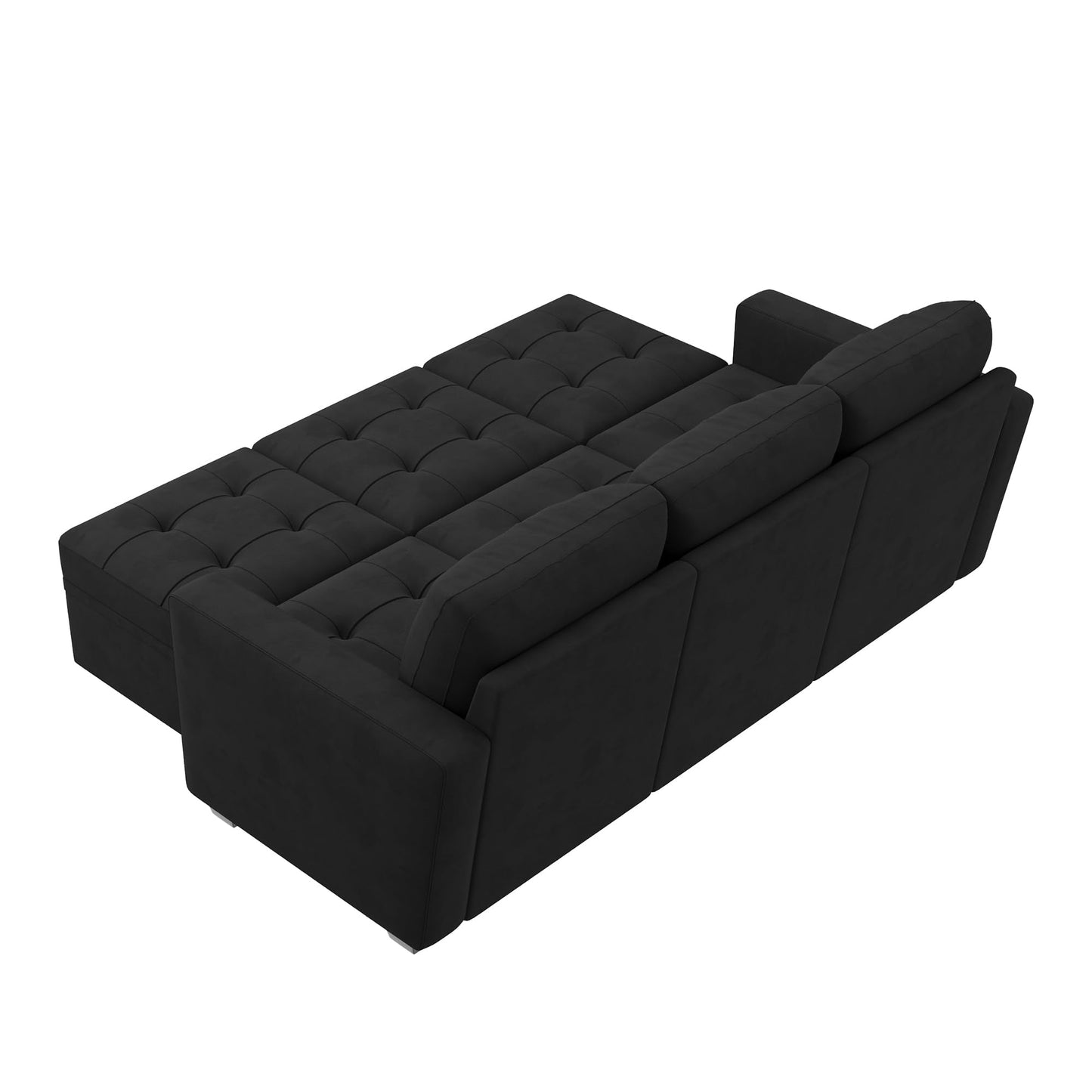 HONBAY Modular Sectional Couch Sleeper Sofa Bed with Storage Seats Oversized Sectional Couches for Living Room,Black