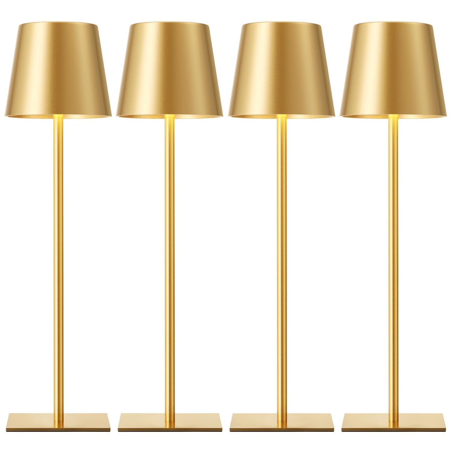 Kakanuo Gold Cordless Rechargeable Table Lamp, 4 Pack Portable Desk Lamp with 5000mAh Battery, Touch Control Stepless Dimming, Wireless Night Light for Dining, Outdoor Camping, Coffee Shop