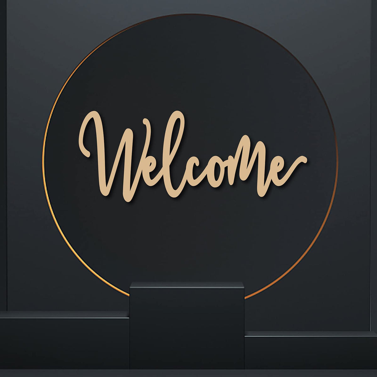 CREATCABIN Welcome Sign Wall Art Decor Welcome Wood Cutout Hanging Welcome Sign Rustic Welcome Sign for Front Door Home Apartment Kitchen Party Garden Farmhouse Porch 12 x 4.7 Inch