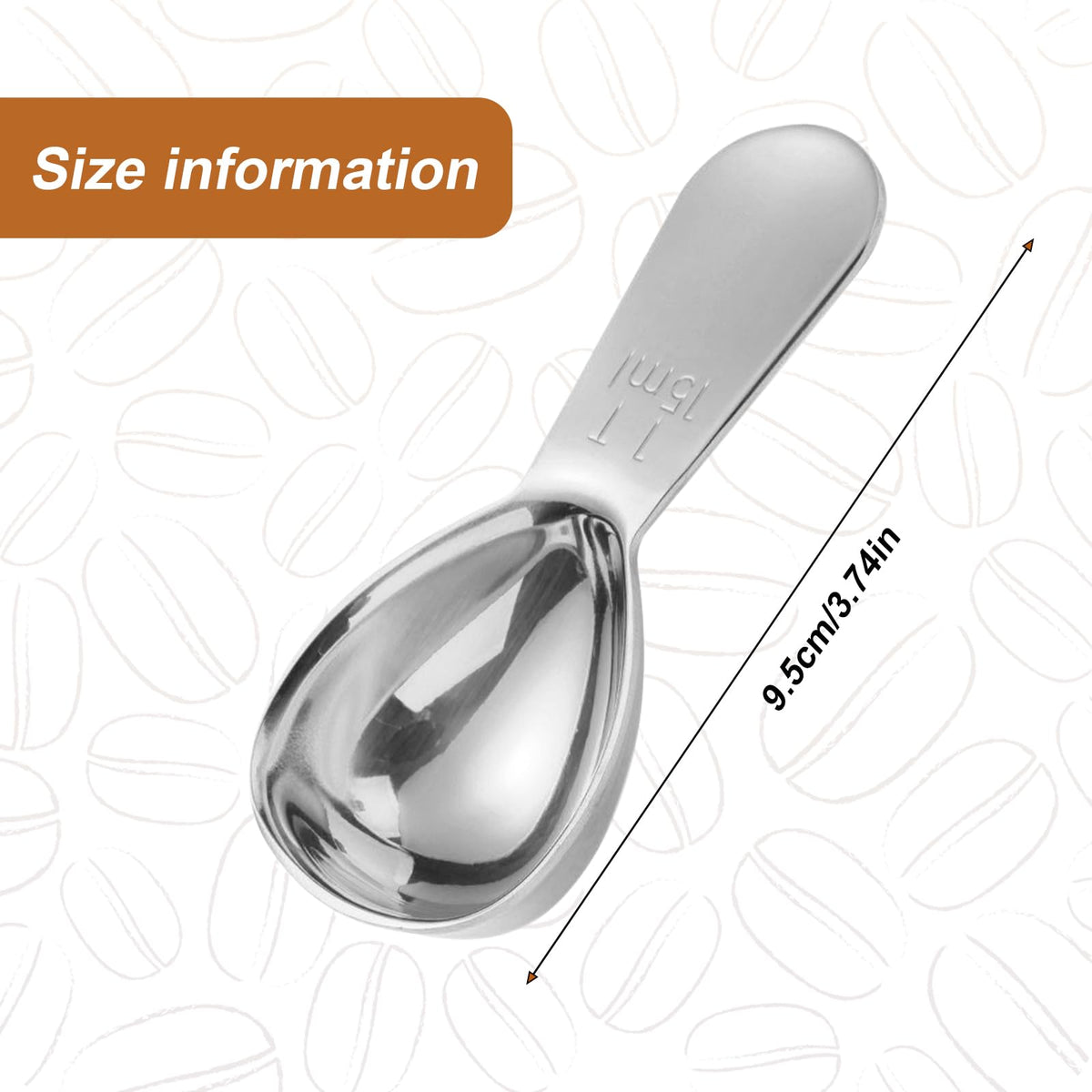 Houlishu 4 Pack 15ml (1 Tablespoon) 304 Stainless Steel Coffee Scoop, Short Handle Measuring Spoon for Ground Coffee/Beans, Fits in Canisters (4)
