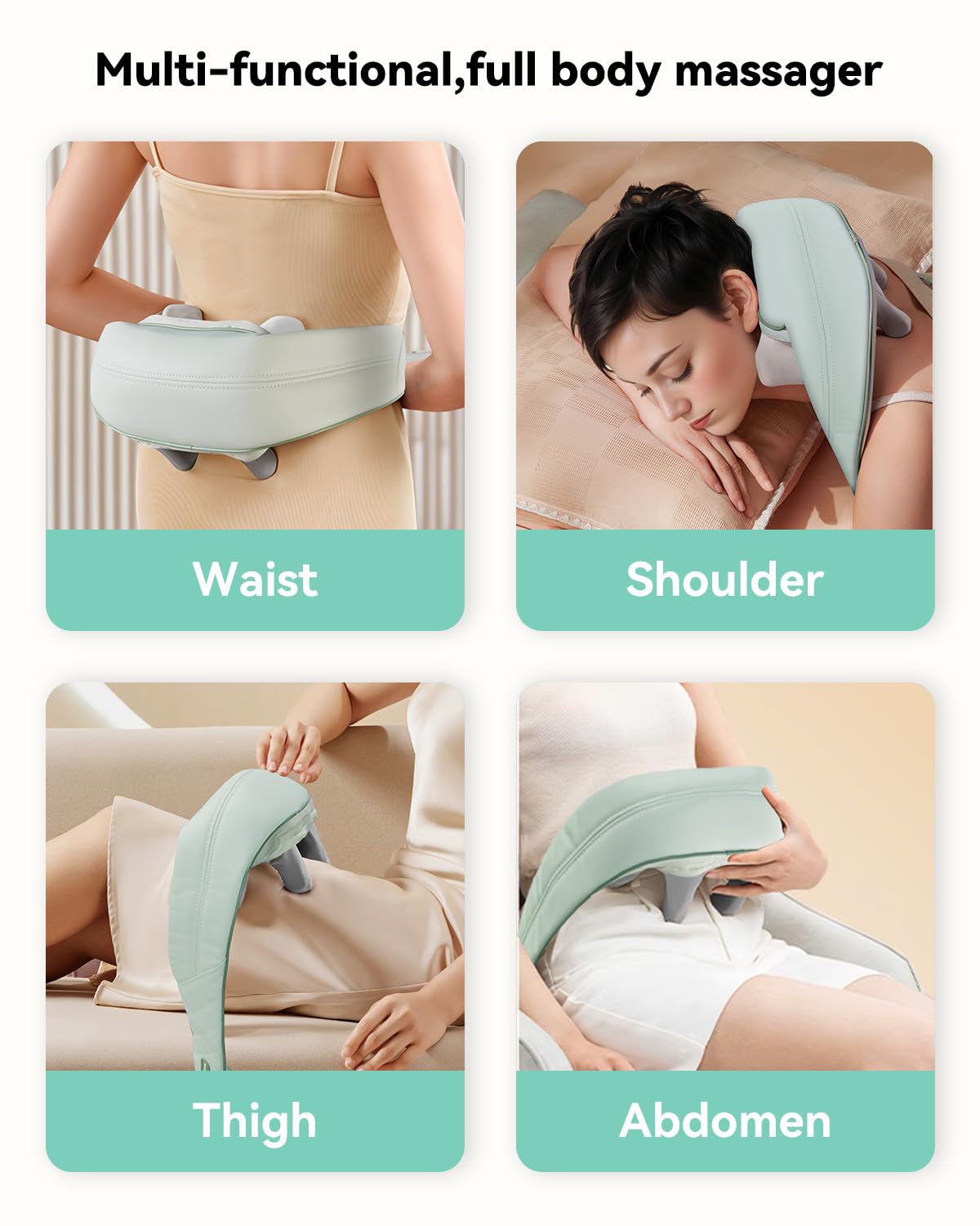 Snailax Cordless Shiatsu Neck Massager with Heat, 4D Kneading Back Shoulder Massager Deep Tissue, Larger Massage & Heating Area, Gift for Mom Dad