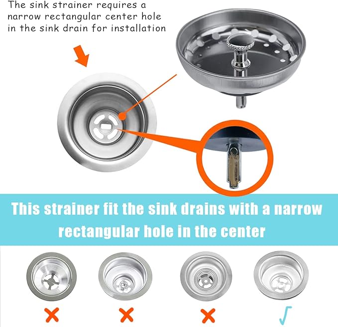 3 Pieces Kitchen Sink Stopper Strainer, 3 in 1 Kitchen Sink Basket Strainer