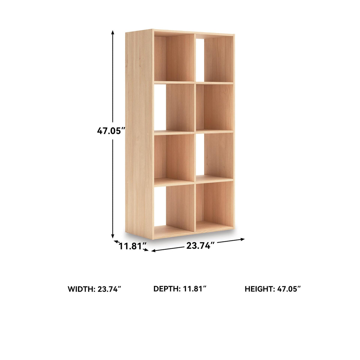 Signature Design by Ashley Piperton 8 Cube Storage Organizer, Natural Finish Over Replicated Ash Wood Grain, Vertical Floor Mount Cubbies for Living Room or Home Office, Light Brown