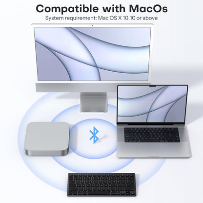 OMOTON Bluetooth Keyboard Compatible with Mac, Compact Wireless Keyboard Compatible with MacBook Pro/Air, iMac, Mac mini/Pro Laptop and PC (Silver)