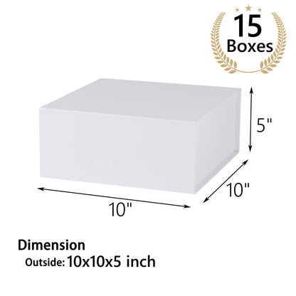 MUMUPACK 15 Pack Magnetic Gift Box With Lid 10x10x5,White Gift Boxes Bulk,Luxury Bridesmaid Proposal Box,Small Magnetic Closure Box Boxes For Presents,Wedding,Business