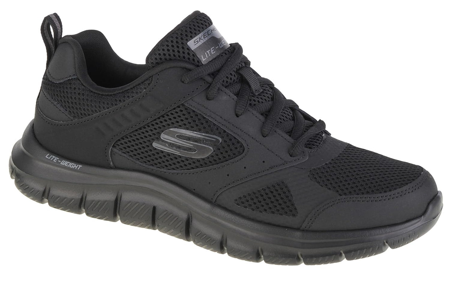 Skechers Men's Track-SYNTAC Sneaker, Black Leather Mesh Black Trim, 9 UK