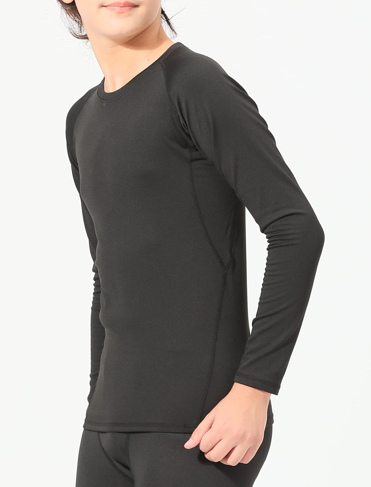 Rolimaka 3 Pack Boys' Girls' Compression Shirts Youth Long Sleeve Undershirt Sports Moisture Wicking Baselayer 2Black 1White L