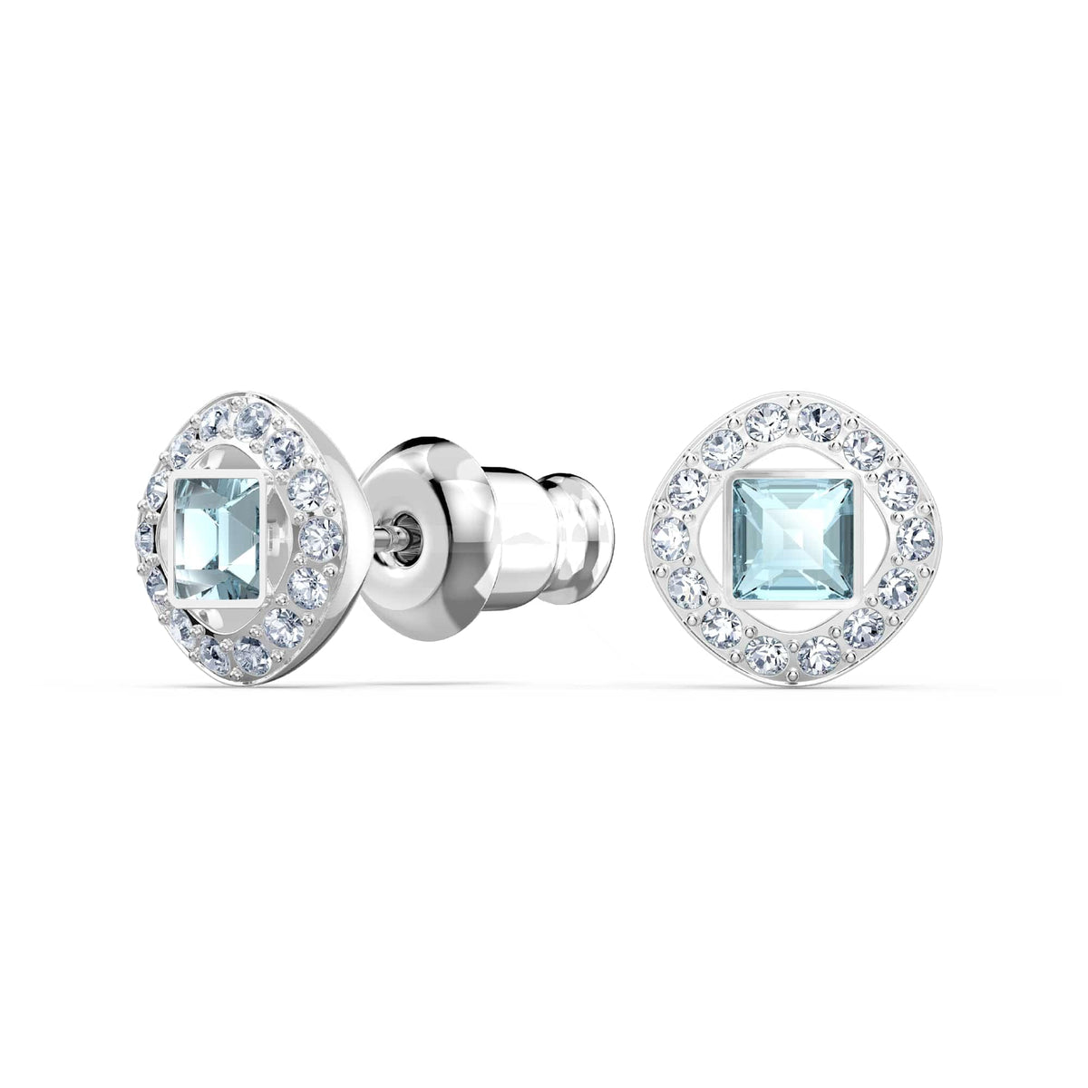 Swarovski Una Angelic Stud Earrings, with Aqua and Clear Crystals and Rhodium Plated Setting, an Amazon Exclusive