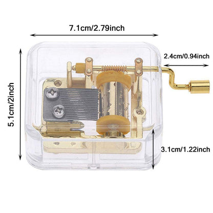 Pursuestar Acrylic Hand Crank Music Box Play Amazing Grace, Clear Gold Musical Box for Mom/Dad/Daughter/Son - Unique Best Gifts for Catholic and Christian Baptism, First Communion or Confirmation