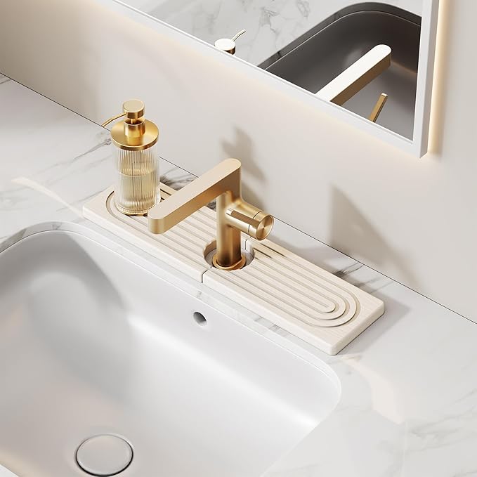 15.7 Inch Stone Faucet Mat for Kitchen Sink Splash Guard, Diatomite Sink