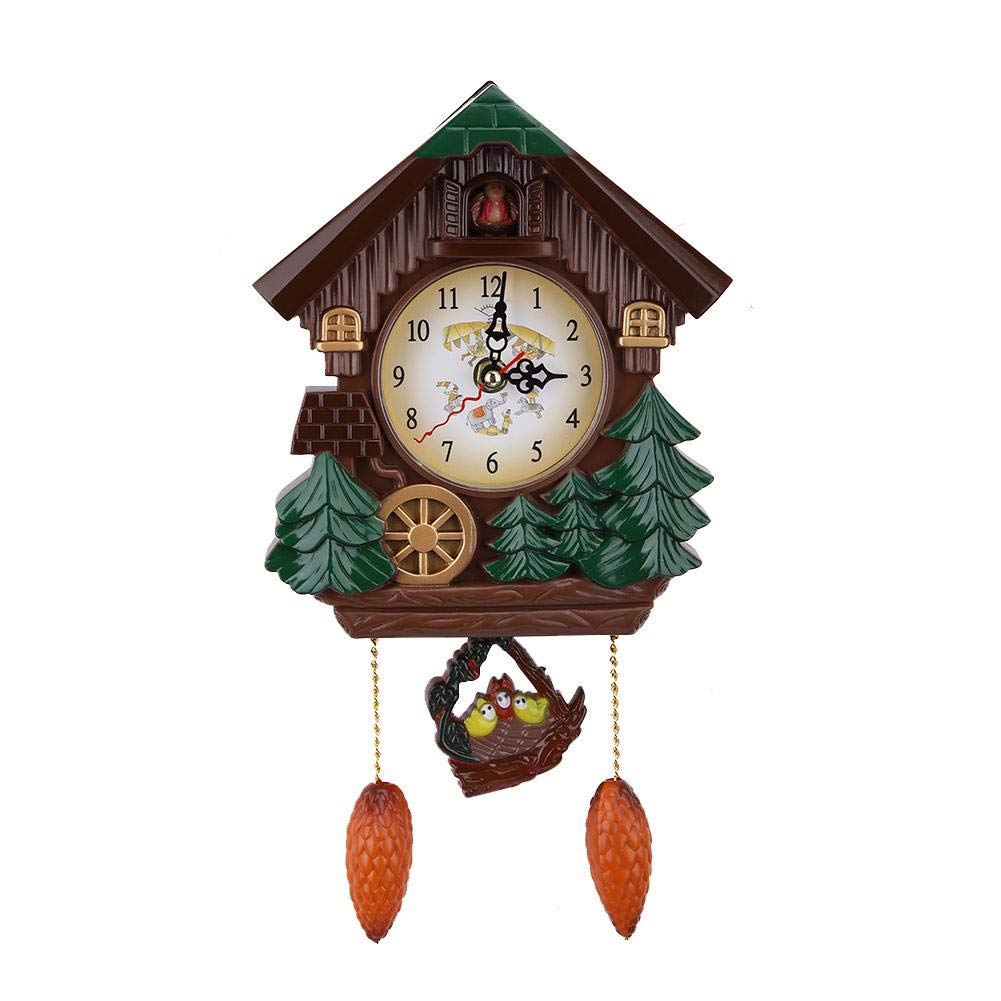 AUNMAS Cuckoo Clock with Sound, Traditional Style Wooden Quartz Movement, Wall Mount Tabletop Display Grandfather Clock for Home Office Decor
